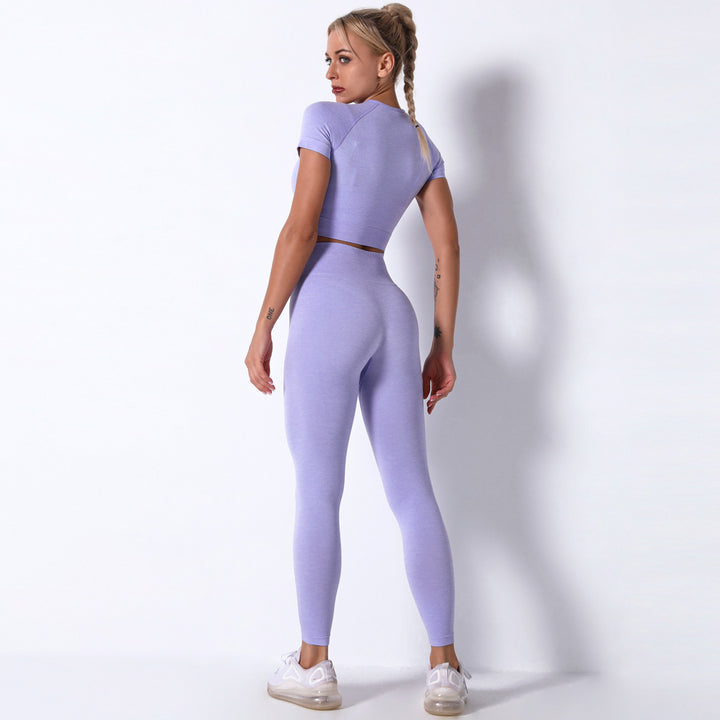 Dame Sporty Crop-Top med højhøjede leggings i kompressionsdesign Stilla