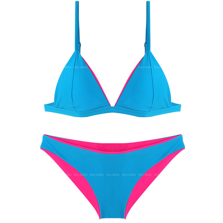 Dame Triangel Bikini-Sæt med kontrasterende detaljer og justerbare stropper Stilla