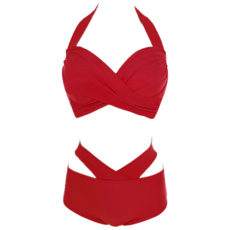 Dame bikini-top med stilfuld indpakningsdesign og højt skåret trusse Stilla