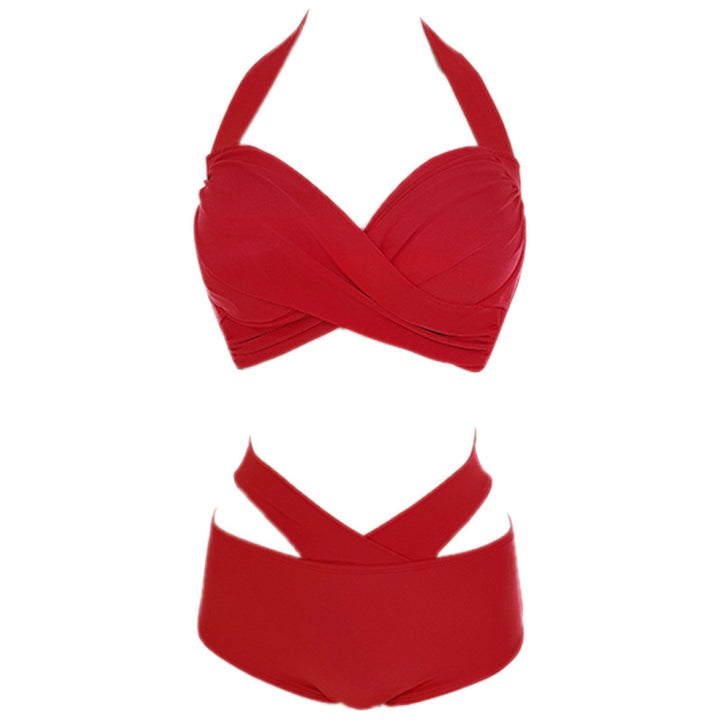 Dame bikini-top med stilfuld indpakningsdesign og højt skåret trusse Stilla