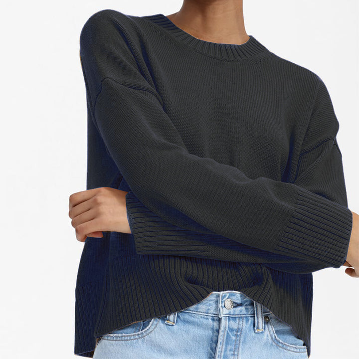 Dame afslappet oversized striktrøje med struktureret design Stilla
