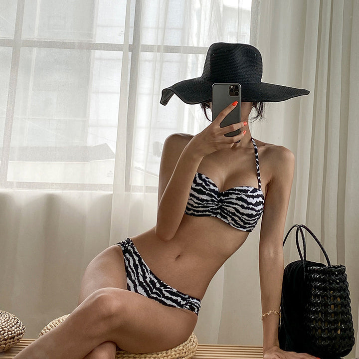 Femme Zebra Print Bikini Sæt Stilla