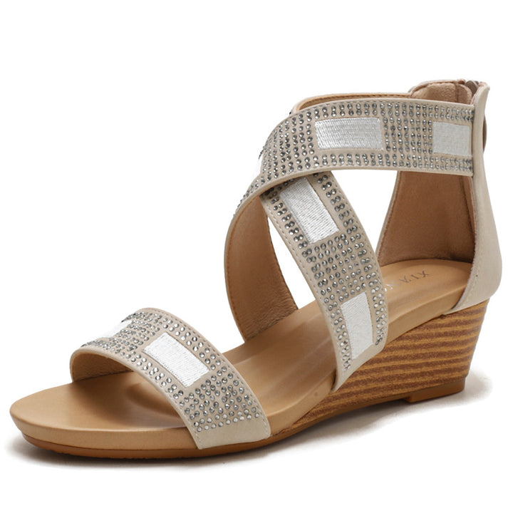 Dame kile sandaler med elastiske remme og strass dekorationer Stilla