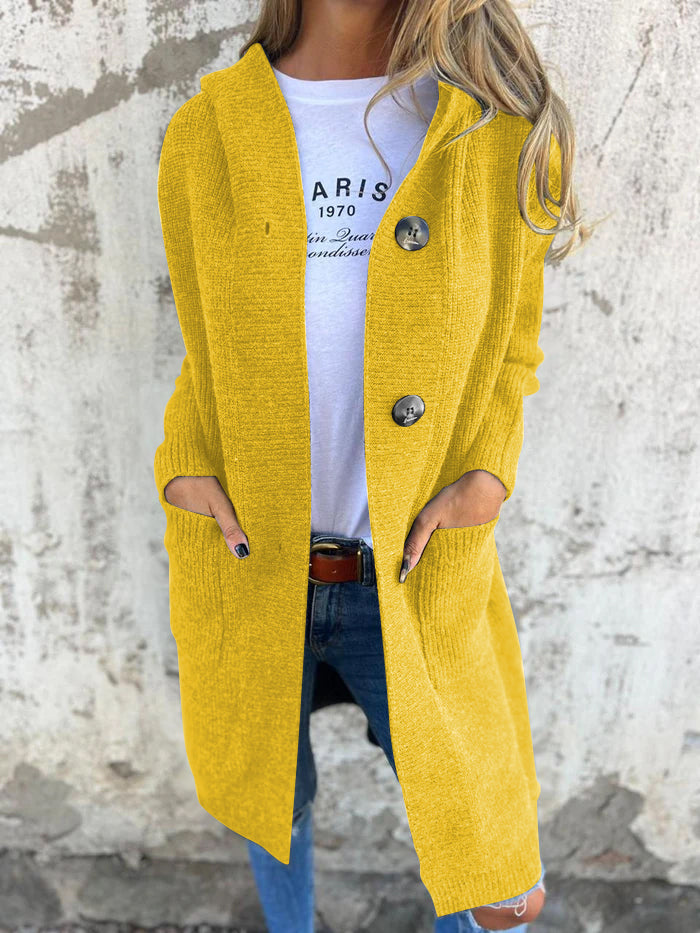 Stilla | Cardigan Lang Åben Front Ribbede Strik Knaplukning & Forlommer