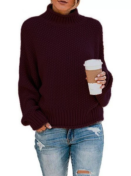 Dame afslappet rullekrave sweater med struktureret strikkemønster Stilla