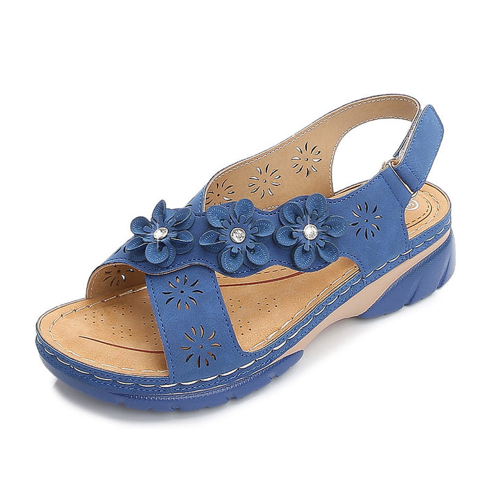 Dame Komfortable Sandaler med Blomsterapplikationer Stilla