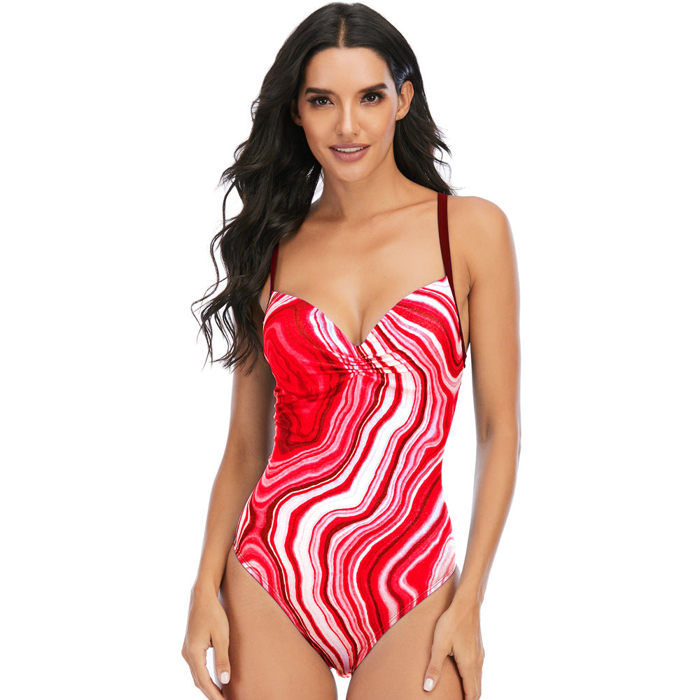 Dame one-piece badedragt med elegant rynkedesign og justerbare stropper Stilla