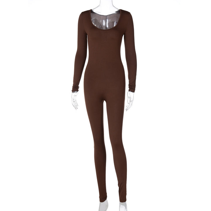 Damen Elegant Langærmet Jumpsuit med gennemsigtigt Overdel Stilla