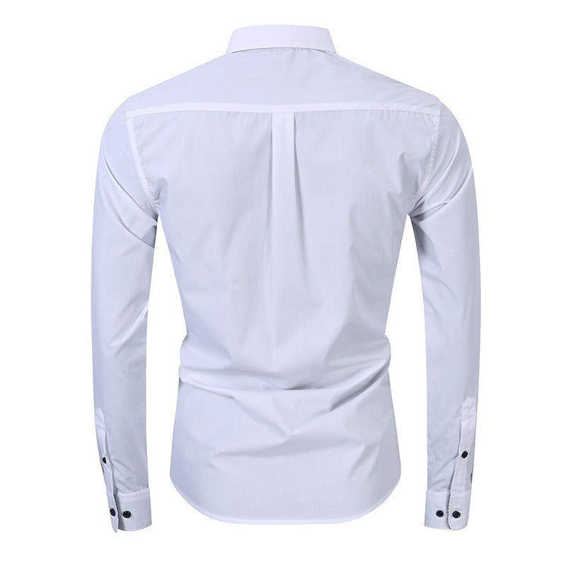 Herrer moderne langærmet skjorte med kontrasterende manchetter og brystlomme Stilla