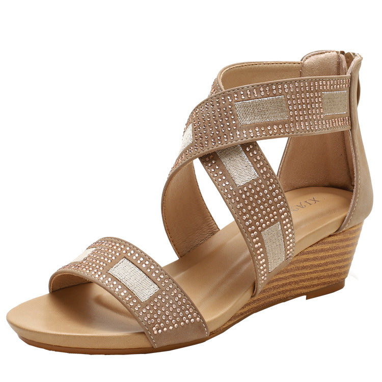 Dame kile sandaler med elastiske remme og strass dekorationer Stilla