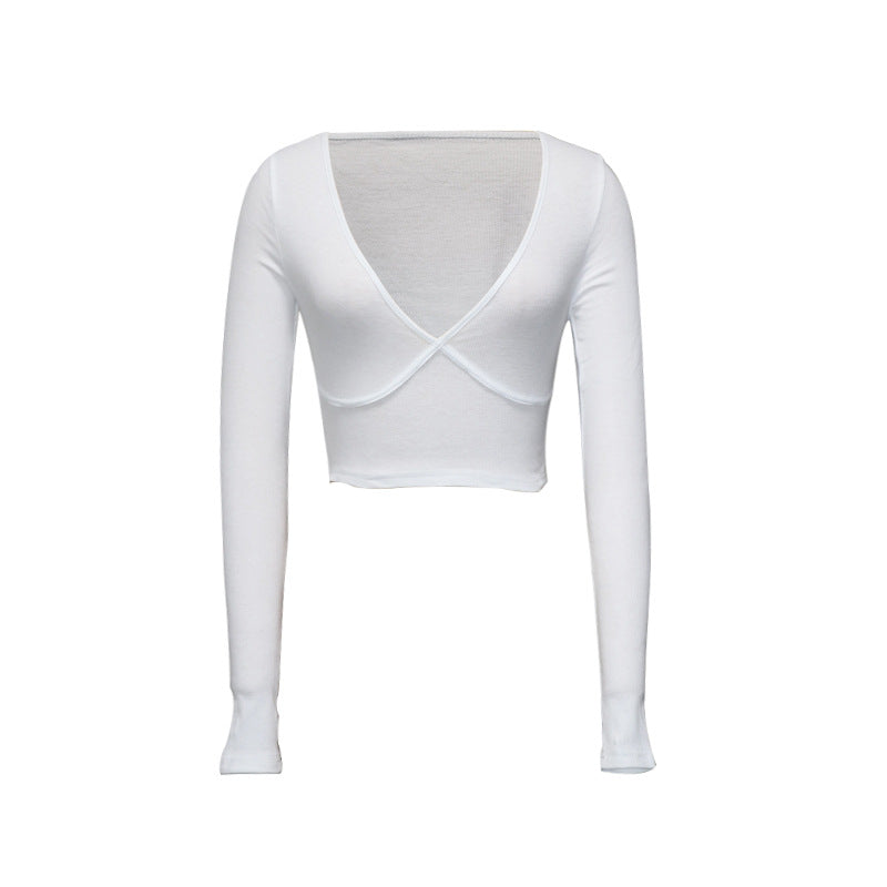 Dame Elegant Langærmet Crop-Top med Voldesign Stilla