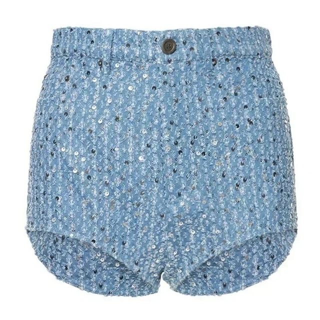 Stilla | Jeansjakke- og shorts-sæt med paljetter til trendy looks