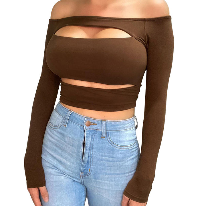 Dame Off-Shoulder Crop-Top med Cut-Out-detaljer Stilla