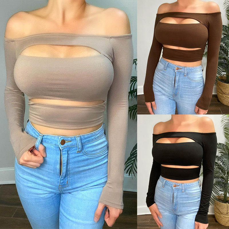 Dame Off-Shoulder Crop-Top med Cut-Out-detaljer Stilla