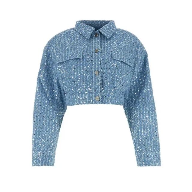 Stilla | Jeansjakke- og shorts-sæt med paljetter til trendy looks