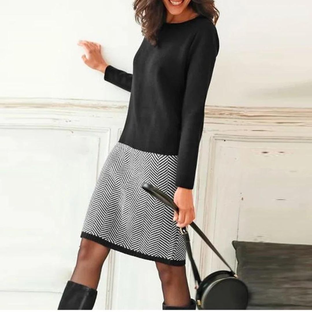 Stilla | Chic kjole med houndstooth kant