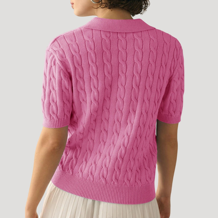 Stilla | Cable Knit Polo Kortærmet Trøje