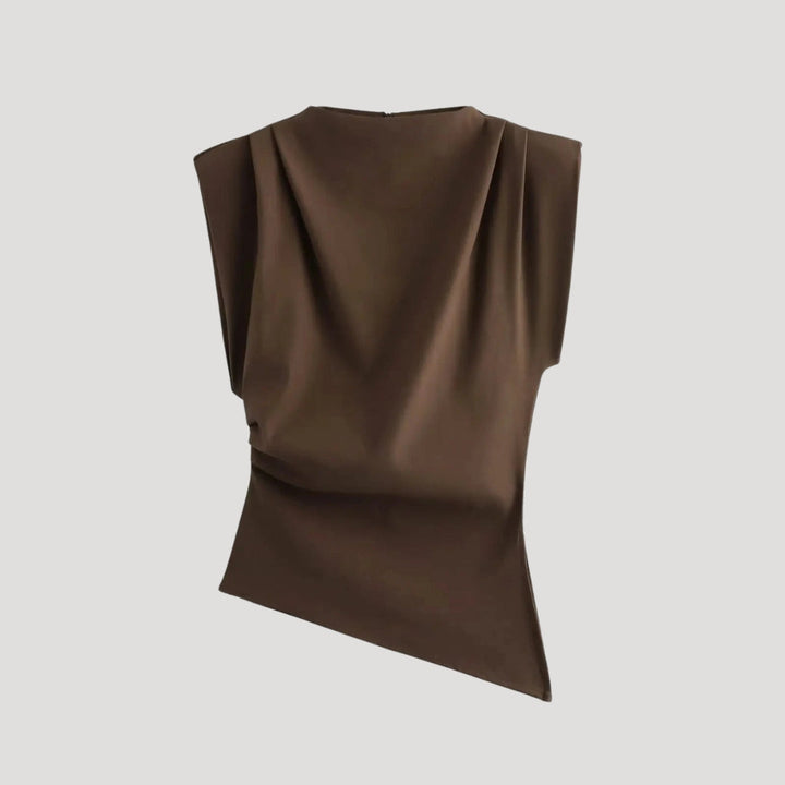Stilla | Asymmetrisk Draperet Ærmeløs Bluse