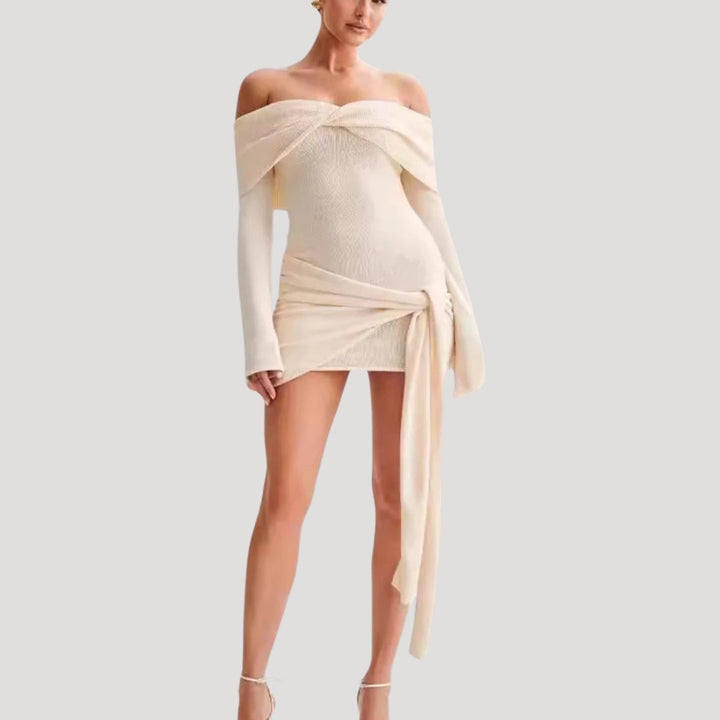 Stilla | Kvinders Off Shoulder Strik Mini Kjole