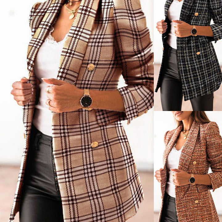 Damer elegant blazer med struktureret stof og dobbelt knaplukning Stilla
