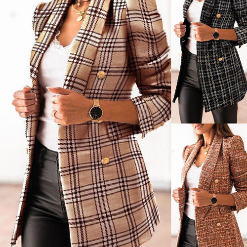 Damer elegant blazer med struktureret stof og dobbelt knaplukning Stilla