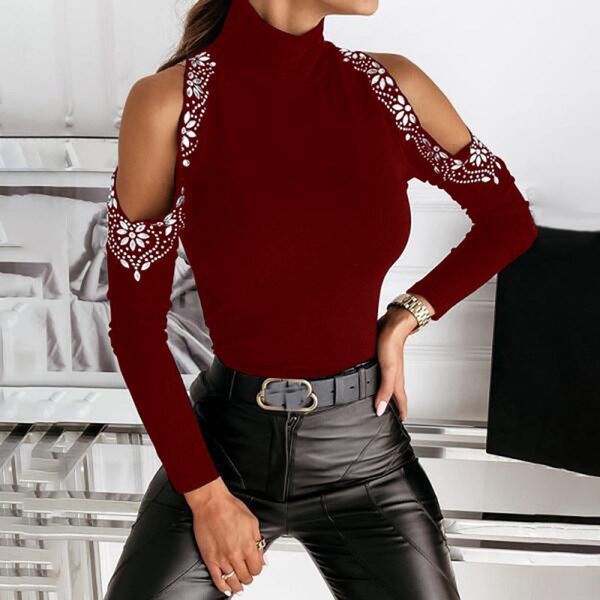 Dame top med off-shoulder-design og blondeakcenter Stilla