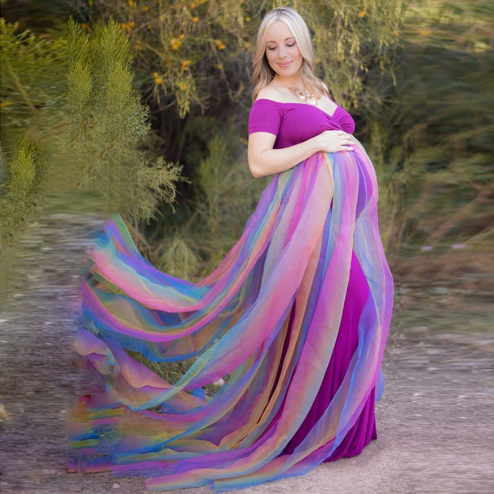 Dame Æterisk Chiffon graviditets Maxi kjole Stilla