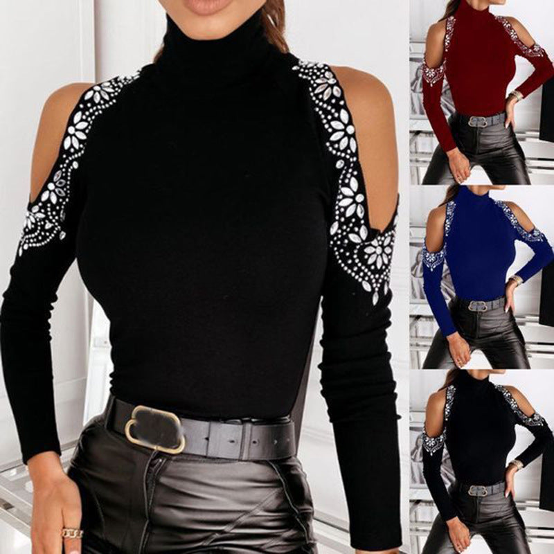 Dame top med off-shoulder-design og blondeakcenter Stilla