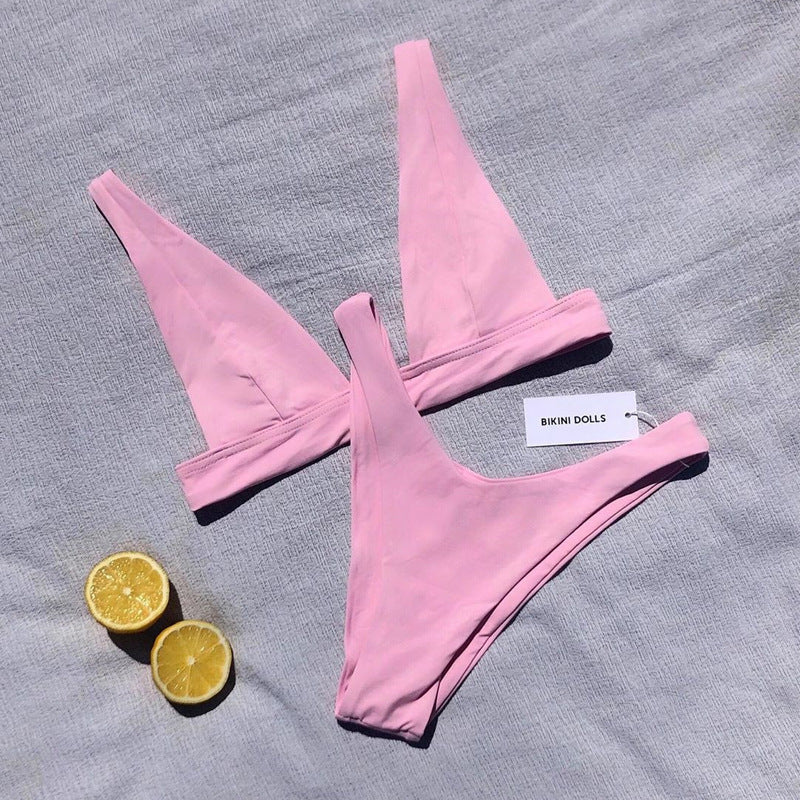 Dame Bikini-Sæt med elegant V-udskæring og høj benudskæring Stilla