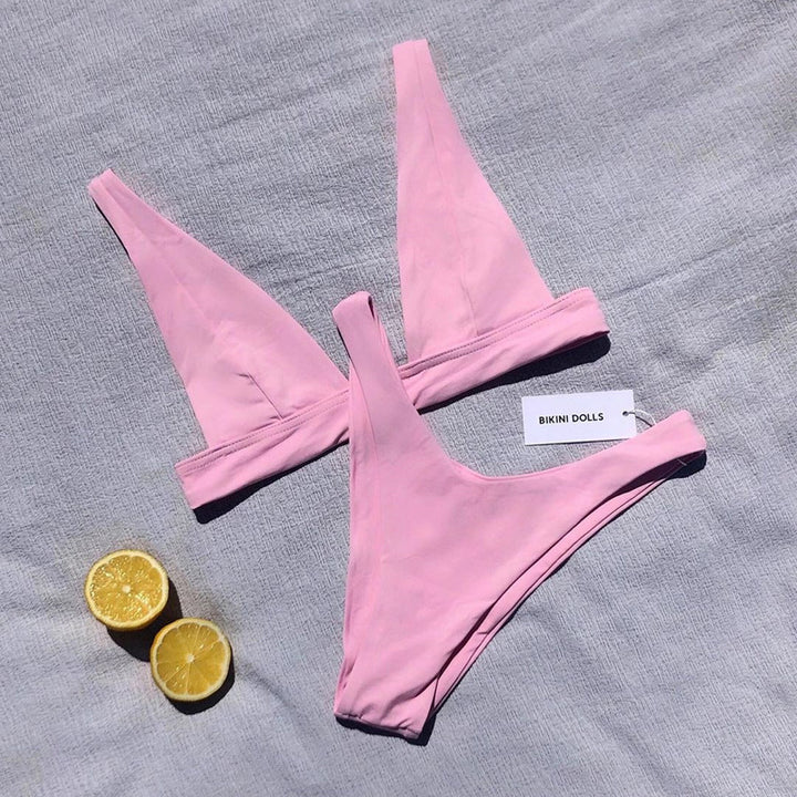 Dame Bikini-Sæt med elegant V-udskæring og høj benudskæring Stilla