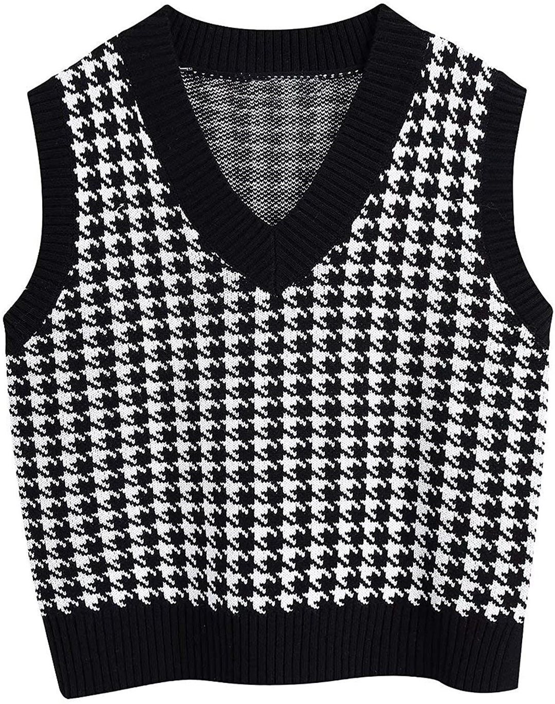 Damer elegant strikvest i moderne houndstooth-mønster Stilla