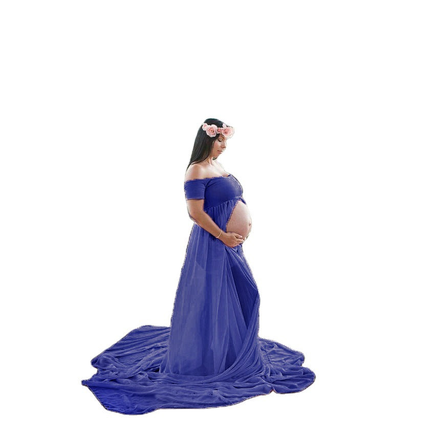 Dame Off-Shoulder Flydende Graviditetskjole Stilla