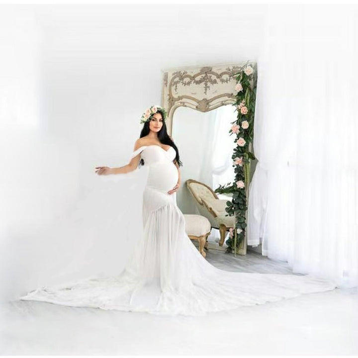 Elegant off-shoulder graviditetskjole til damer Stilla