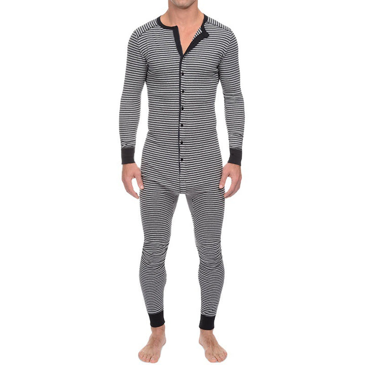 Herrer pyjamas med moderne stribemønster og praktisk knaplukning Stilla