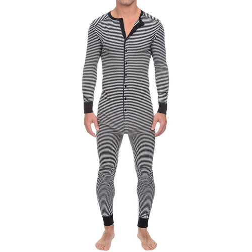 Herrer pyjamas med moderne stribemønster og praktisk knaplukning Stilla