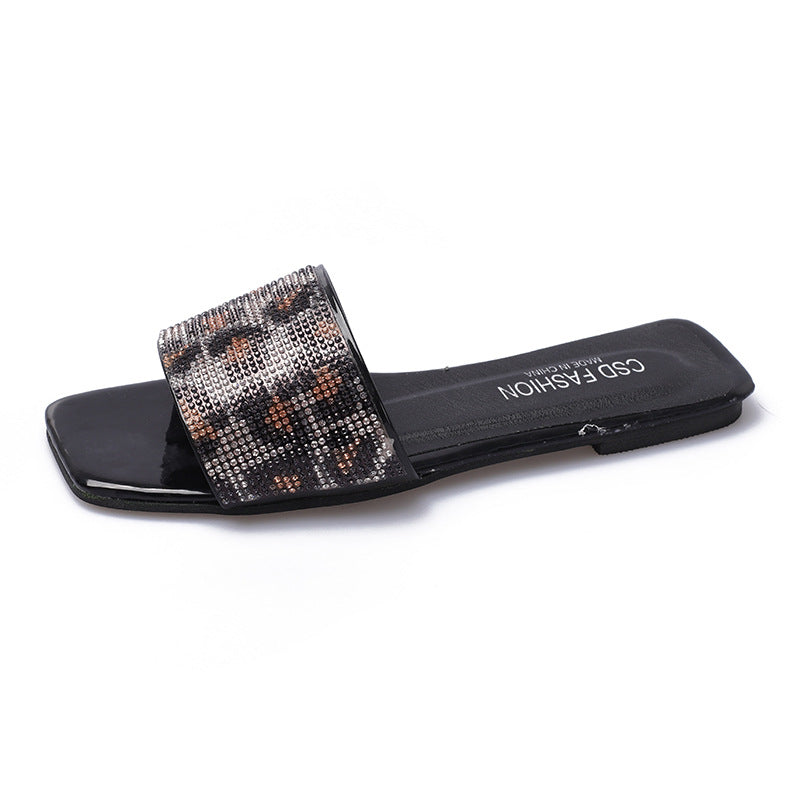 Dame elegante Slide-sandaler med glitrende strass-design Stilla