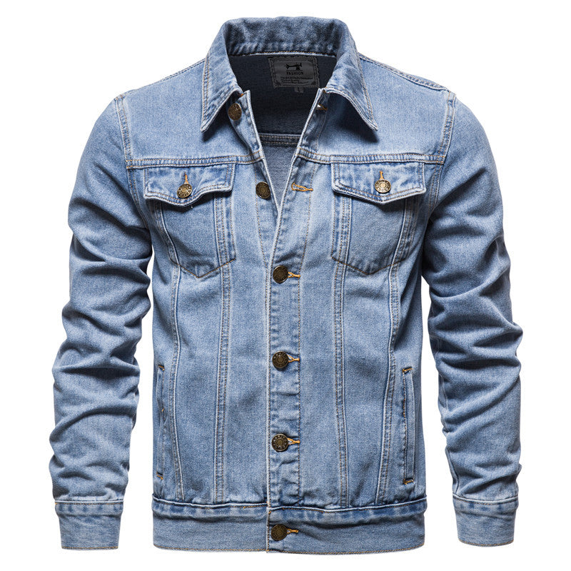 Herrer Denim-jakke i klassisk stil med praktiske lommer og knapdekoreret design Stilla