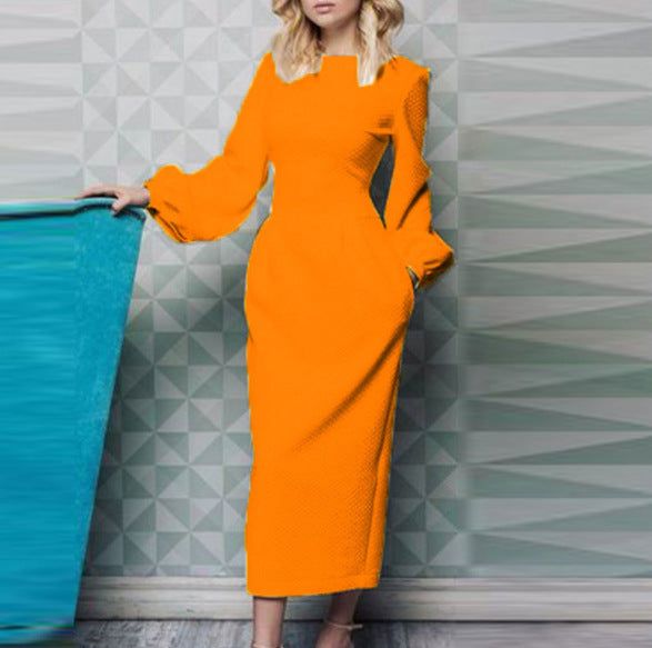 Dame Maxi-kjole med elegante puffærmer og smal pasform Stilla