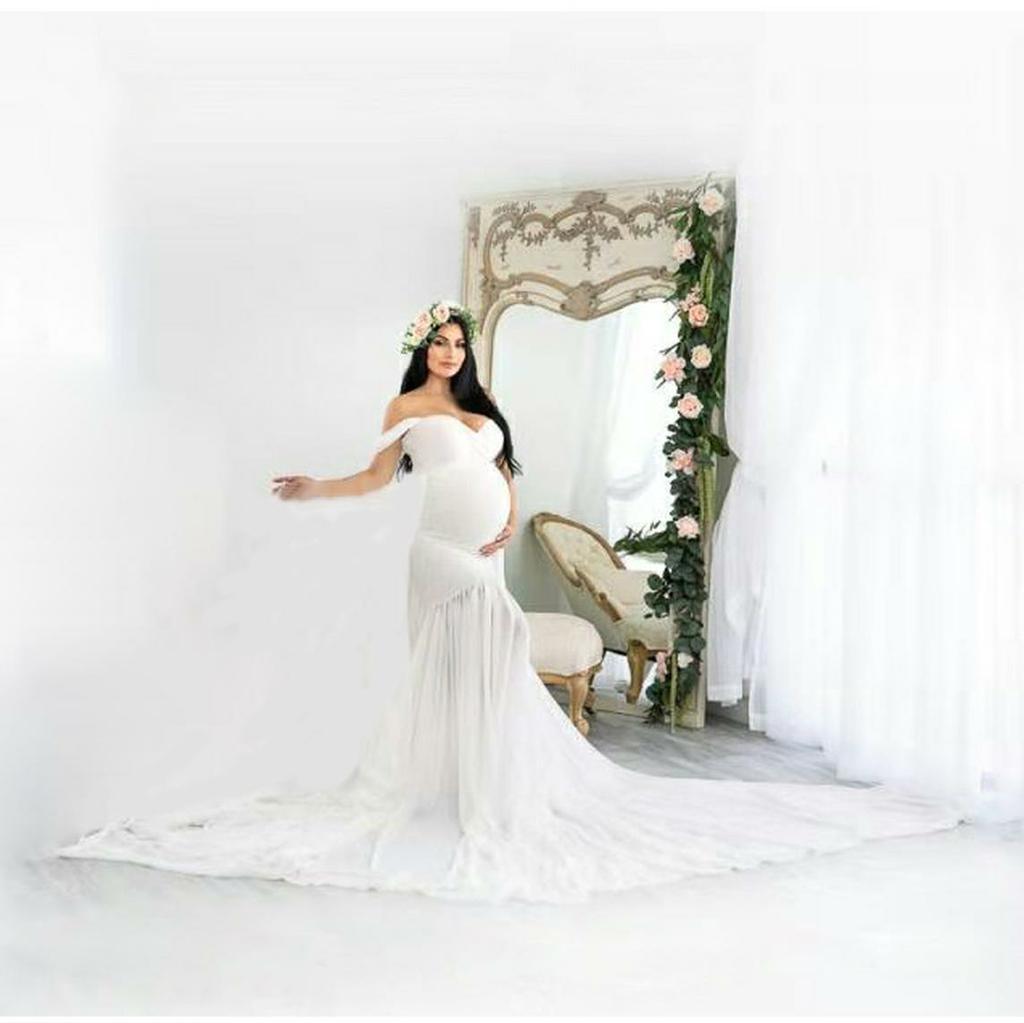 Elegant off-shoulder graviditetskjole til damer Stilla