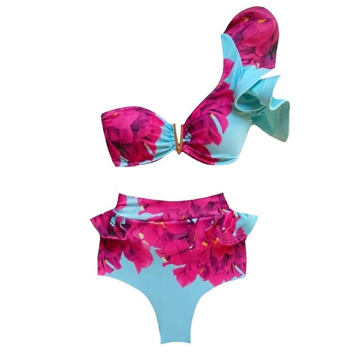 Dame bikini med elegante flæsedetaljer og høj talje Stilla