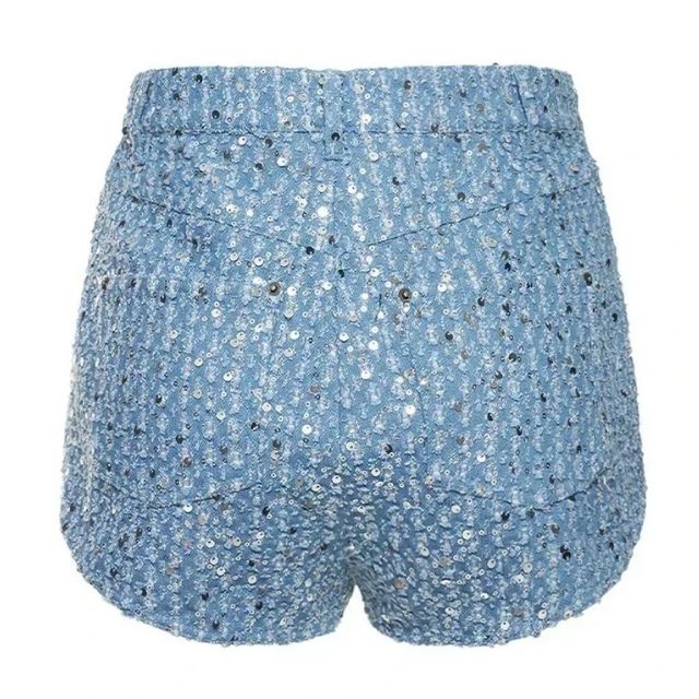 Stilla | Jeansjakke- og shorts-sæt med paljetter til trendy looks