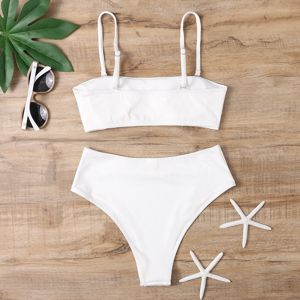 Dame Høj talje Bikini-Sæt med minimalistiske detaljer og justerbare stropper Stilla