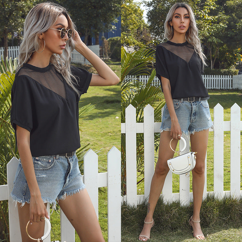 Femme Stilfuld Net Overlay Top Stilla