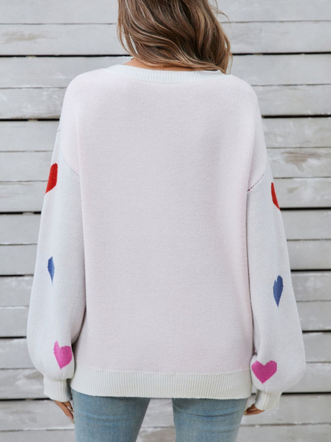 Stilla | Hjerteformet Rundhalset Sweater Med Lange Ærmer