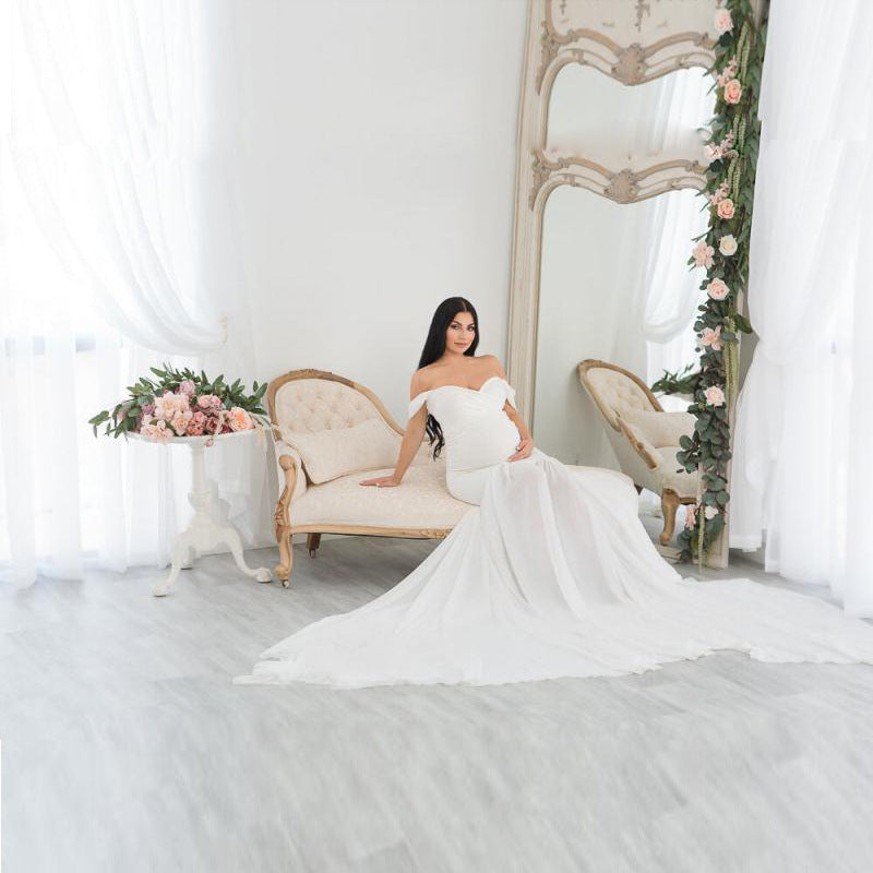 Elegant off-shoulder graviditetskjole til damer Stilla
