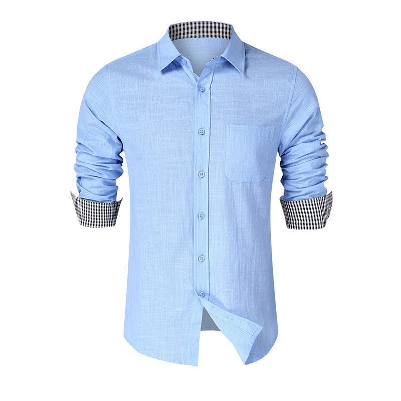 Herrer langærmet skjorte med elegant struktur og kontrasterende manchetter Stilla