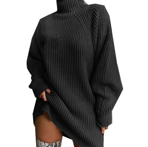 Dame Oversized Strikpullover med høj hals og sidelange slids Stilla