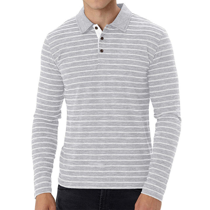 Herrer Langærmet Poloshirt med fine striber og moderne accenter Stilla