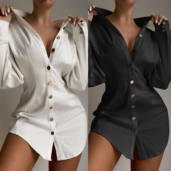Dame skjortekjole i elegant oversized stil med dekorative knapper Stilla