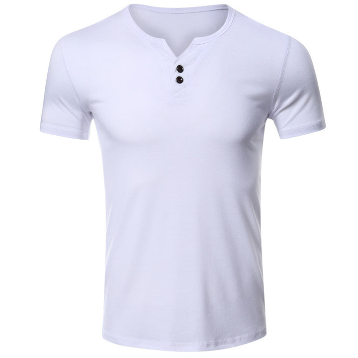 Herrer kortærmet Henley-shirt med knapdetalje og figursyende snit Stilla